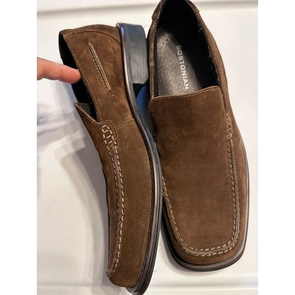 Bostonian Suede Leather Loafers Slip‎ On Dress Shoes Brown Square Toe 11M